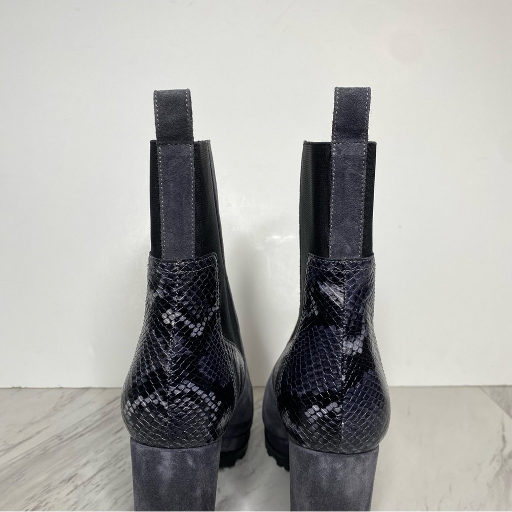 All Saints Sahara Gray Suede Snakeskin Heeled Boot 11 - Picture 5 of 16